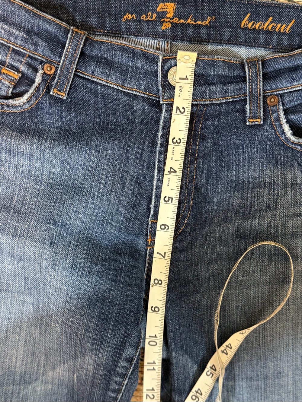 7 For All Mankind Jeans 32 Y2K Bootcut Flare Made USA Dark Wash Stretch - Picture 12 of 13